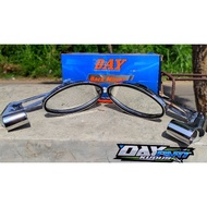 DAYTONA MIRROR CROM HORN MODEL WHITE GLASS UNIVERSAL THREAD 14 HONDA ACCESSORIES MOTORCYCLE OVAL SEP