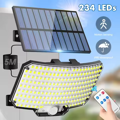Solar Lights Outdoor 234LED 3 Modes Motion Sensor Flood Lights with Remote IP65 Waterproof Security 
