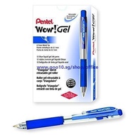 Pentel WOW! Gel Retractable Gel Pen， (0.7mm) Medium Line， Blue Ink， Box of 12 (K437-C)