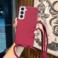 適用TPU糖果殼兩角掛孔配細繩SAMSUNG GALAXY S25UITRA防摔三星GalaxyA55可斜跨式手機殼-酒紅色 三星Galaxy A35 5G