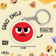 GANTUNGAN EMOJI THEME KEYCHAIN - CUTE ACRYLIC KEYCHAIN WITH DOUBLE-SIDED EMOJI PRINT 017