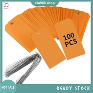 (xiu988) 100 Pieces 4 3/4Inch X 2 3/8Inch Plastic Shipping Tags with Wires Blank Labeling Tags Water
