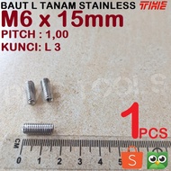 M6x15 Bolt L Set Embedded M6 Stainless 304 Grade A2-70 Pitch 1.00