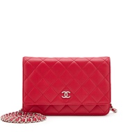 Chanel Dark Pink Quilted Lambskin Wallet on Chain WOC Silver Hardware, 2009-2010