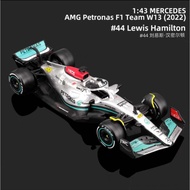 Bburago 1:43 2022 Mercedes-AMG W13 #44 Lewis Hamilton #63 George Russell Formula 1 Car Model