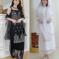 NAMELIS Patricia Dress - Luxurious Black and White Embroidered Tile Party Dress for Engagement, Pre-