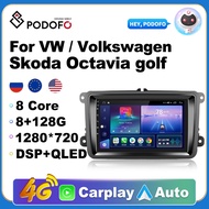 Podofo Car Radio Multimedia player For VW Volkswagen Passat B7 B6 Golf Touran Polo Tiguan Jetta 2 din Android 10 Carplay