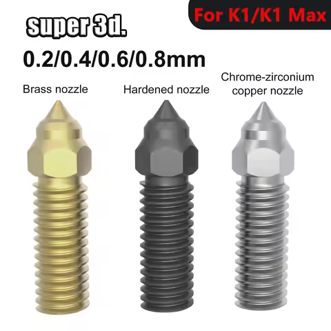 Hardened Steel Nozzle For Creality K1/K1 Max 0.2/0.4/0.6/0.8mm for K1 Vyper/Kobra Artillery X1/X2 No