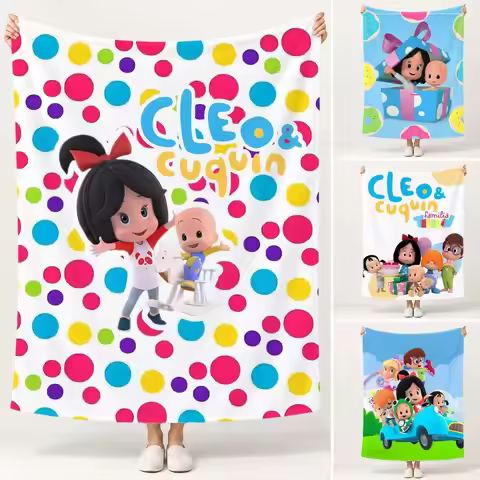 Animation Cleo & Cuquin Throw Soft Plush Flannel Pet Blanket, Home Decor Cover for Sofa, Bed, Trip &