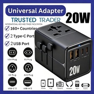 20W Universal Compact Travel Adapter Wall Plug Worldwide Travel Plug International Adapter Multi Pow