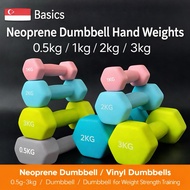 🇸🇬 Basics Neoprene Dumbbell Hand Weights / Vinyl Dumbbells  - 0.5g-3kg / Dumbbell / Dumbbell for Wei