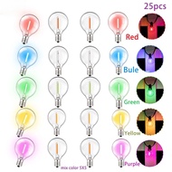 15/25pcs Waterproof G40 Led Colored Replacement Bulb Filament Bulbs 1W E12 RGB EU Plug Birthday Gard