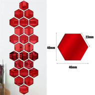 P.K.YO-48PCS 3D Mirror Wall Sticker Hexagon DIY Mirrors Sticker Self Adhesive Mosaic Tiles Decals fo