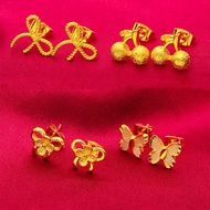 24K Gold Plated Butterfly Earrings Subang Emas 916 Gold Ear Clip Stud Earring Emas Fashion Accessories