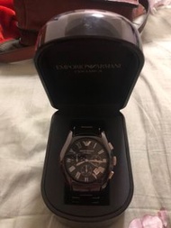 Emporio Armani 黑色陶瓷三眼計時腕錶正品-二手