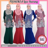 Ayanna Baju Kurung Lace Dewasa Sedondon Florenza - Royal Blue/Emerald Green/Dusty Purple/Ruby Red (Size 32-55)