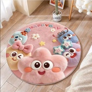 Round Wool Carpet KT 68cm and 1m Excellent Anti-Slip Rubber Base, Soft and Smooth Fur, No Shedding, 