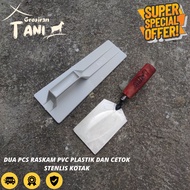 (2PCS) Raskam VPC Plastik Dan Cetok Semen Kotak Stainless Asli - Trwowel Plester Acian Dinding Tembo