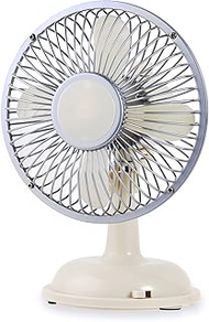 Retro Desk Fan with Oscillating Function, USB-Powered Table Fan, Portable and Quiet - 6 Inch, 2 Speeds, Small Fan Vintage Style, Perfect for Office, Camping, and Home,Bedroom, Desktop (Vintage White)