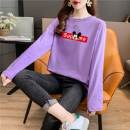 [TSHIRTWOMEN] Baju T Shirt Perempuan Lengan Panjang Plus Size Long Sleeve Mickey Mouse T-shirt Blouse Clothes