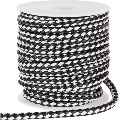 10 Yards Round Braided Leather Cord, 5.5mm Leather Rope Jewelry Craft Cord Tie Cording Leather Strap