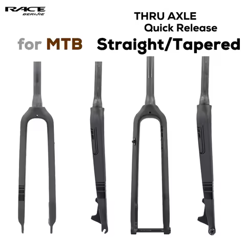 Full CarbonMTB Fiber Fork,Straight/Tapared Tube Bicycle Rigid Fork,26 /27.5/29 Inch,9*100mm Quick Re