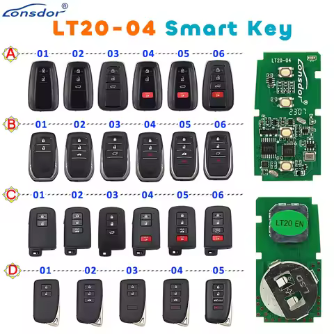 Lonsdor LT20-04 Universal LT20 Smart Key PCB 8A+4D 4 Buttons For Toyota & Lexus Support K518 & K518I
