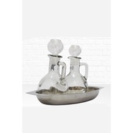 Simple Cruets with Tray (Glass) - 8 x 8 x 15