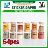 54 pcs Stiker Label Bahan Dapur [putih/transparent]