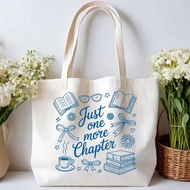 Just One More Chapter Tote Bag: Book Lover Reusable Canvas Bag C4b0