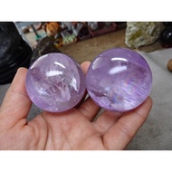 Natural High-Definition Transparent Rainbow Pattern Lavender Amethyst Polished Round Ball With Base 