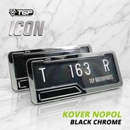 YAMAHA HONDA KAWASAKI Icon TGP Black Chrome License Plate Holder Cover Universal Motorcycle Accessor