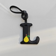 Handcrafted Pear Leather Letter Bag Charm - Alphabet Bag Charm & Leather Bag Charm & Pear Bag Charm