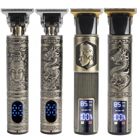 T9 hairdresser electric push cut hair USB electric push large screen dragon carving razor bald hair 