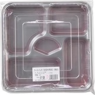 Fukusuke Wood F-534 Food Pack with Dividers, 3 Pieces, Silver, Vermilion, Length 10.6 x Width 10.6 x