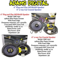 Adams Digital Plug &amp; Play For Perodua MYVI NEW BEZZA ALZA ARUZ ATIVA VIVA AXIA KELISA OEM Speaker 6 INCH MIDBASS and 6 INCH 2 way Car Coaxial Speaker