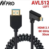 Avpro Avl512 8K 60Hz Hdmi 2.1 To Micro Hdmi Cable Od4.0Mm Coiled Left