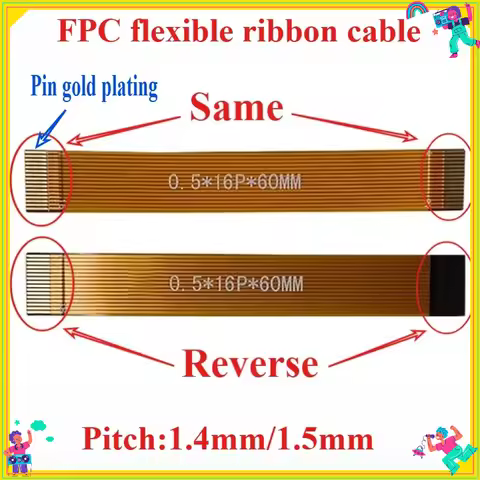 2Pcs 1.4mm/1.5mm Pitch 3/4/6/7/8/9/10/12/14/16/18/20/22/24/26/30P Solder Pad Via FPC Cable Pin Gold 