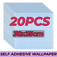 ♞,♘WallPaper Brick 20pcs Bundle 35x38cm 3D Wall Sticker foam Self adhesive Super dikit