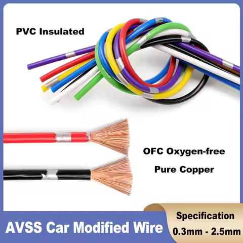 5 - 100m Sq0.3/0.5/0.85/1.25/2.0/2.5mm² AVSS Car Speaker Audio Cable OFC Oxygen-free Pure Copper DIY