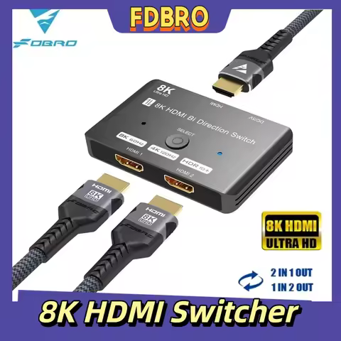 8K HDMI Switch 1 In 2 Out 2 In 1 Out Bidirectional 8K@60Hz 4K@120Hz HDMI 2.1 Switcher 2X1 1X2 two-wa