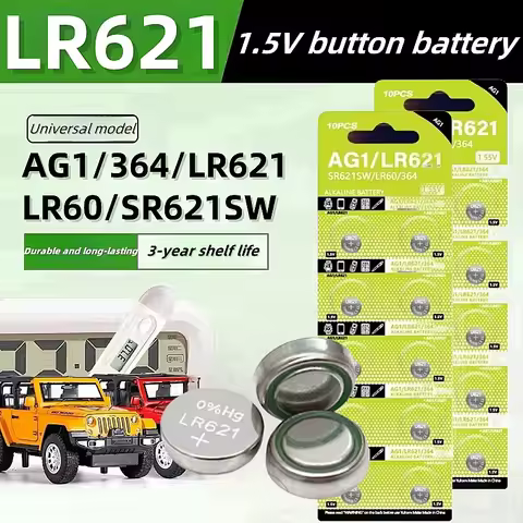 5-60PCS AG1 LR621 1.55V Alkaline Button Battery, SR621SW 364 164 SR60 363 621 SR621 L621 CX60 Coin C