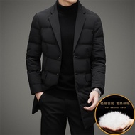 KY-D Winter Men's Scarf Collar Cold-Proof down Jacket Coat Mid-Length Casual down Jacket Men's Simple Suit down Jacket C