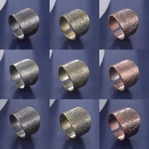 Dreamtimes The 7 Archangels Seal of Solomon Ring Punk Hexagram Rings For Men Metatron Cube Symbol Am