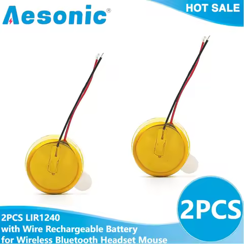 2PCS LIR1240 with Wire Rechargeable Lithium Battery for Wireless Bluetooth Headset Mouse Welding 3.6