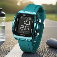 SMAEL Square Digital Watch for Men - Shock Resistant 5ATM Waterproof Alarm Wristwatch Jam Tangan Dig