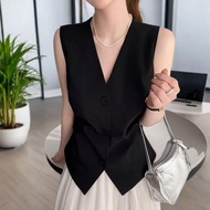 Hot Sale Normal Out of Stock🙀Black V-Neck Outer Sleeveless Vest Women 2026 New Style Summer French N