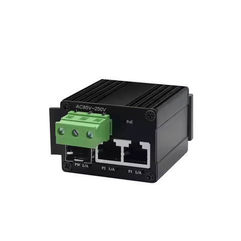 Ultra Mini Industrial 2 Ports Gigabit (PoE) Ethernet Switch with 1 SFP,Din Mount Fiber to Ethernet M