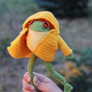 Soft personalized toy frog in clothes and boots. Original personalized gift.