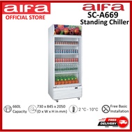 Aifa SC-A669 Glass Door Chiller, 660L Capacity, Glass doors for clear visibility